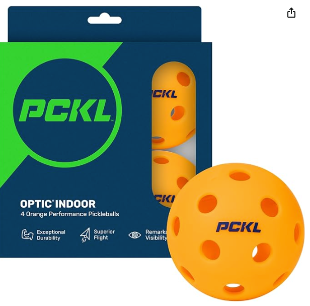 PCKL Optic Speed Indoor Pickleball Balls | 4 Pack of Balls | Buil